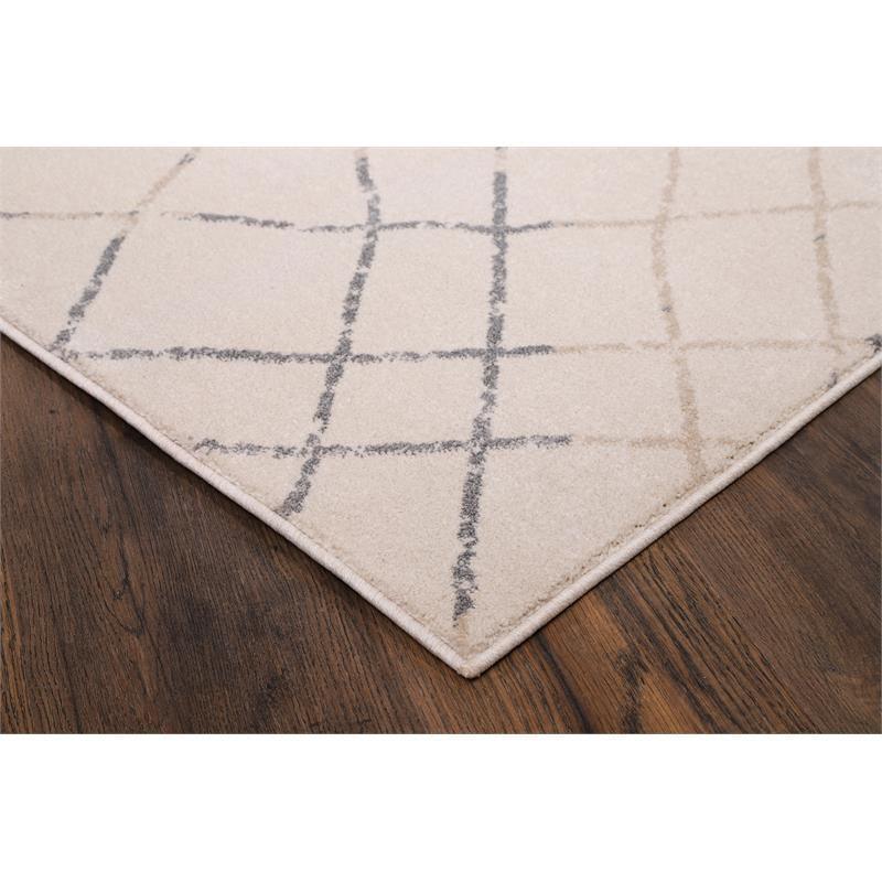 MDA Home Angel Abstract Modern Fabric Area Rug in Cream/Gray 5'x7'