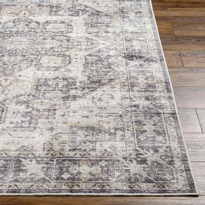 New Cambria Traditional Charcoal Washable Area Rug