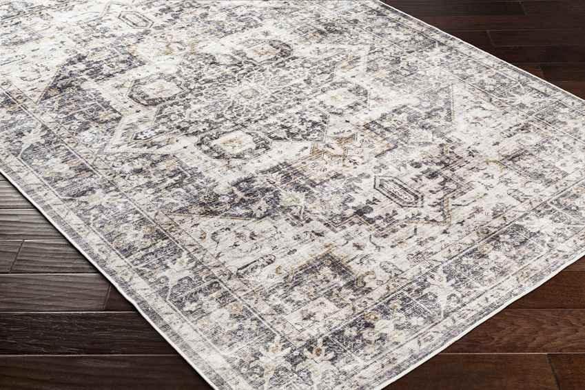 New Cambria Traditional Charcoal Washable Area Rug