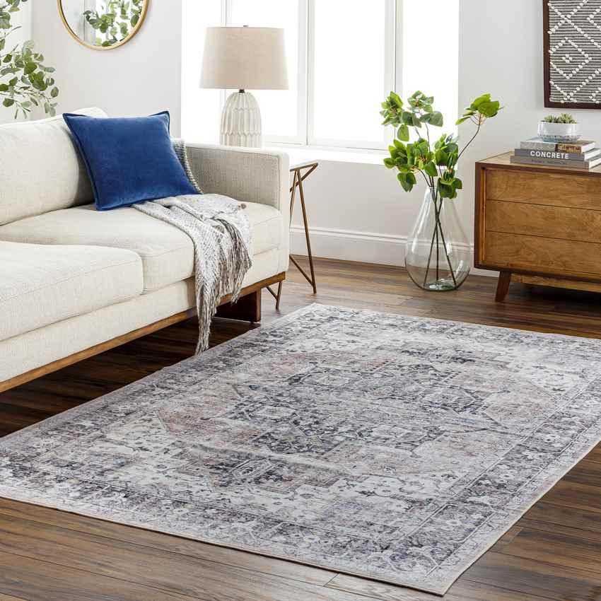 New Cambria Traditional Ivory Washable Area Rug