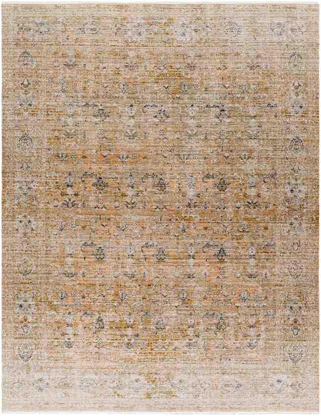 Partick Traditional Moss Orange Washable Area Rug