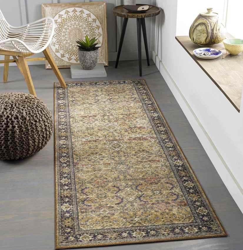 Paw Paw Traditional Tan Washable Area Rug