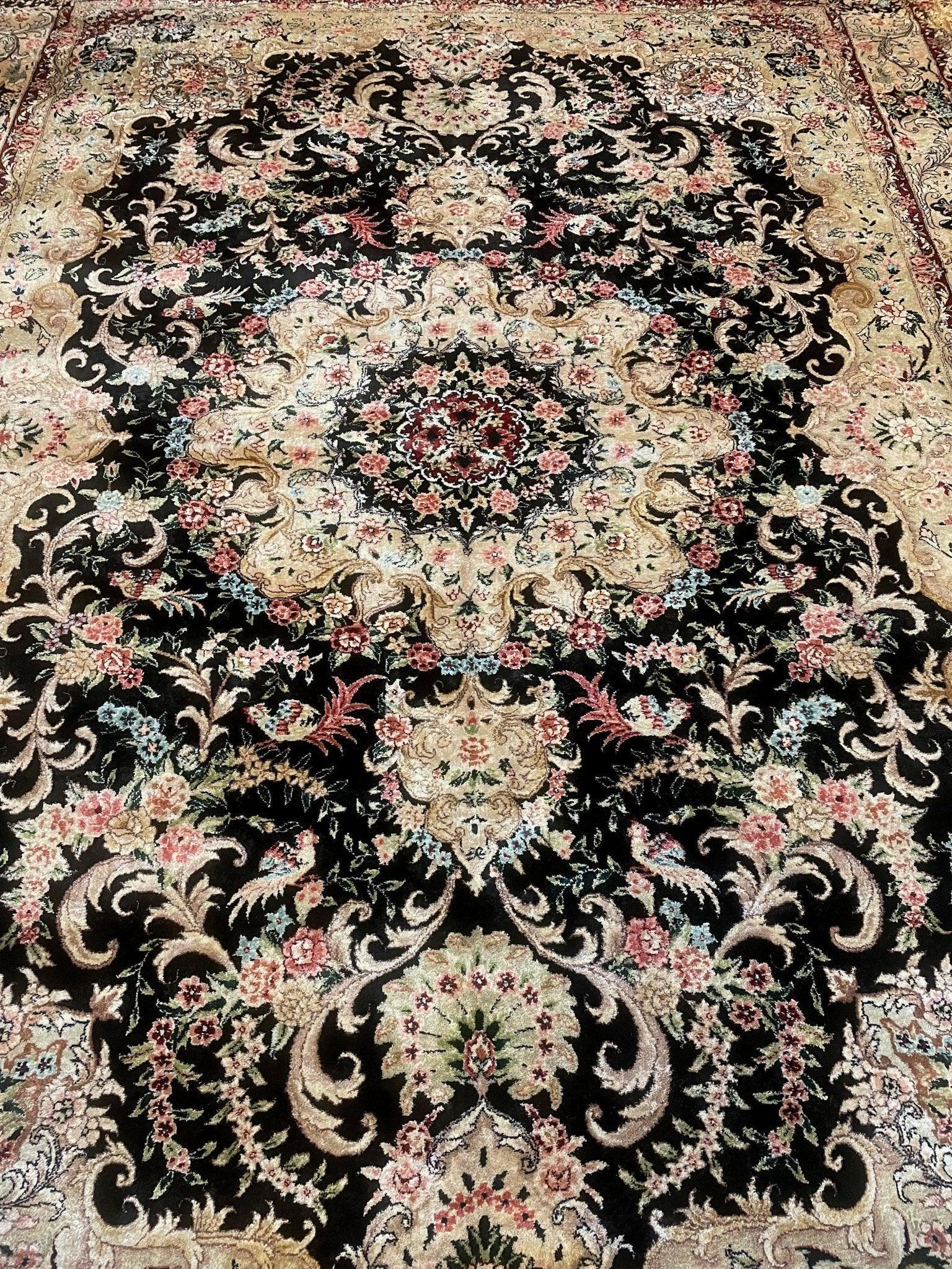 Sino-Tabriz Persian Silk Rug 10’ X 14’