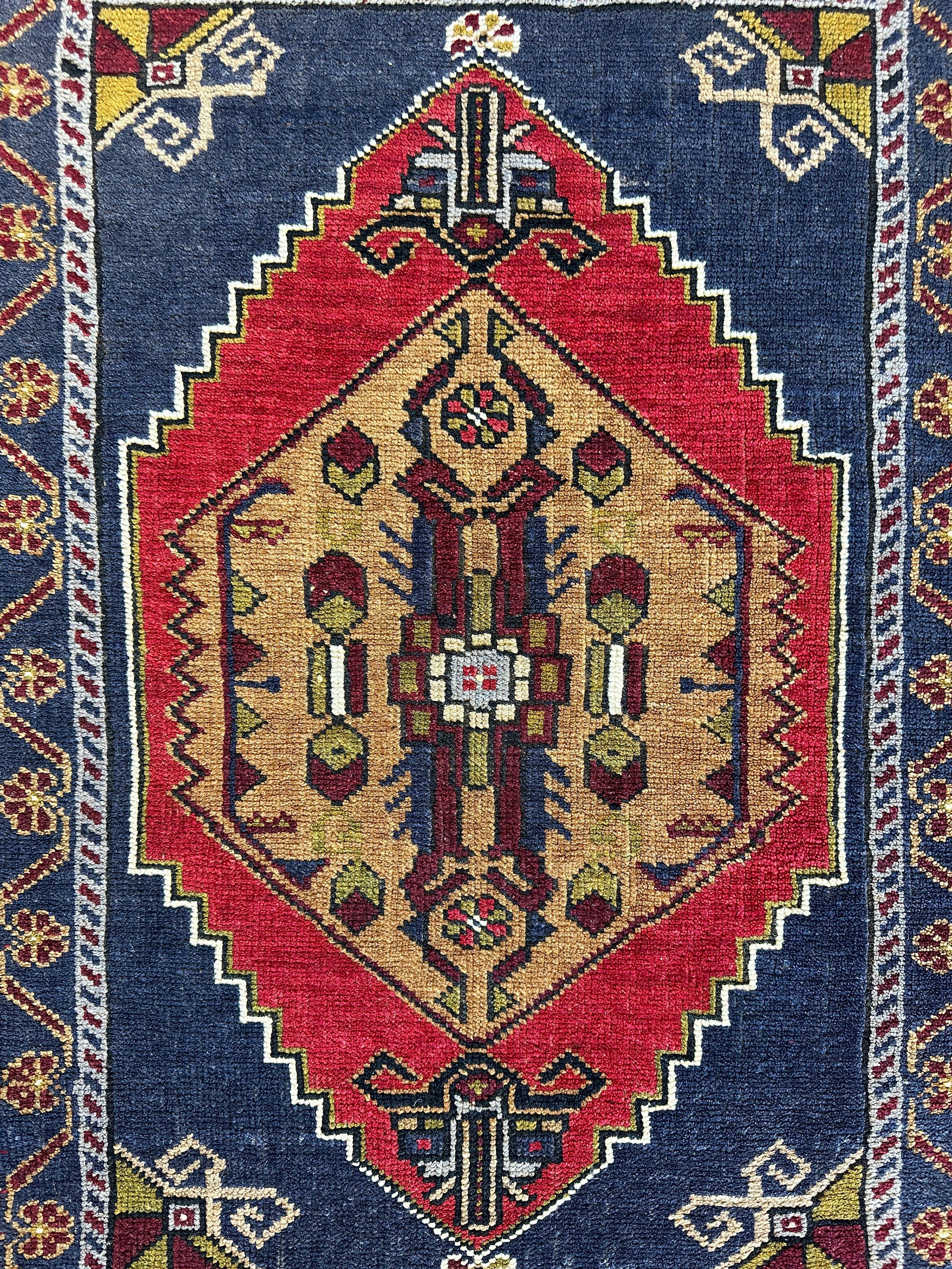 Turkish Anatolian Vintage Wool Rug 2’ x 3’4”