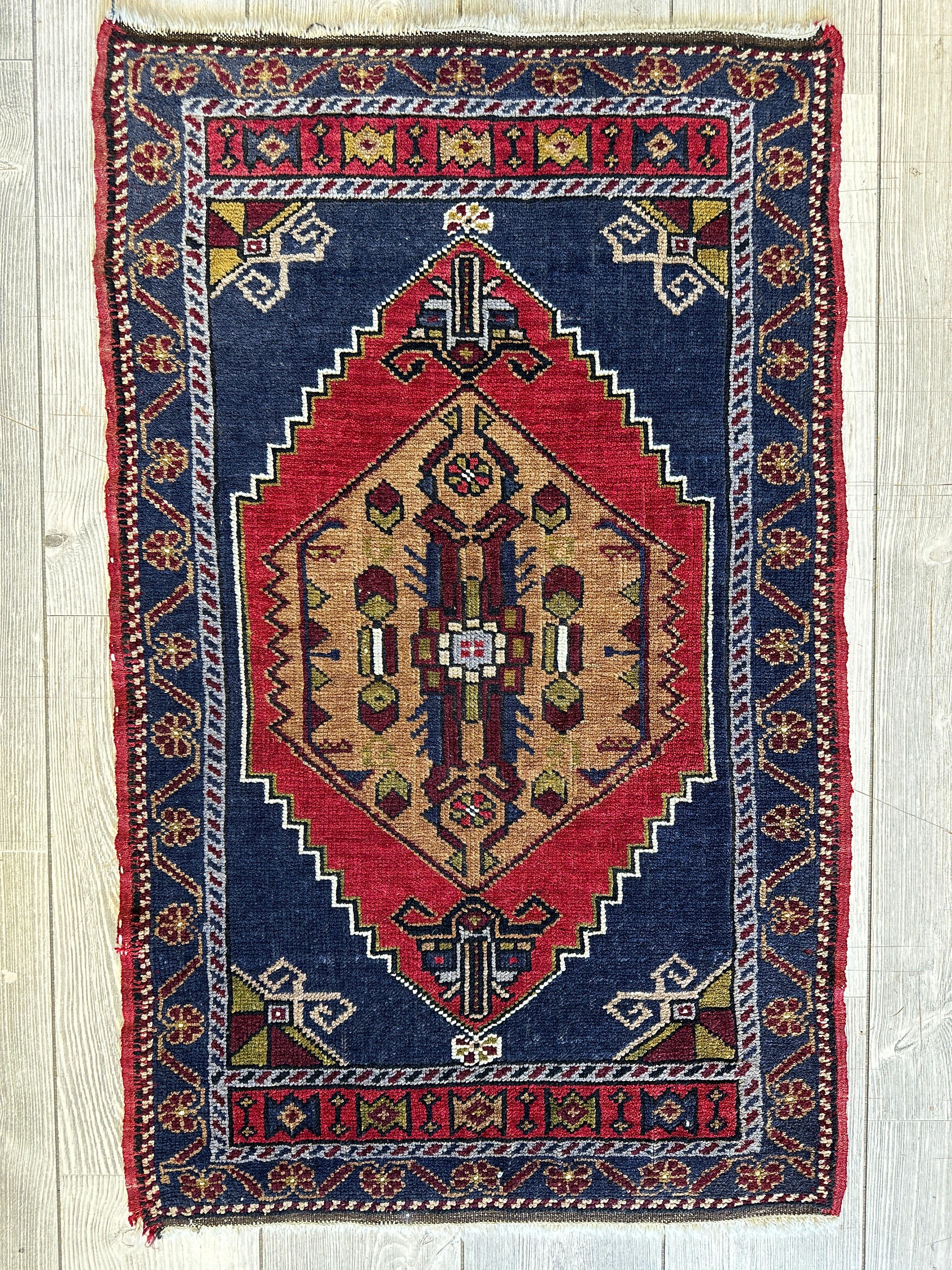 Turkish Anatolian Vintage Wool Rug 2’ x 3’4”