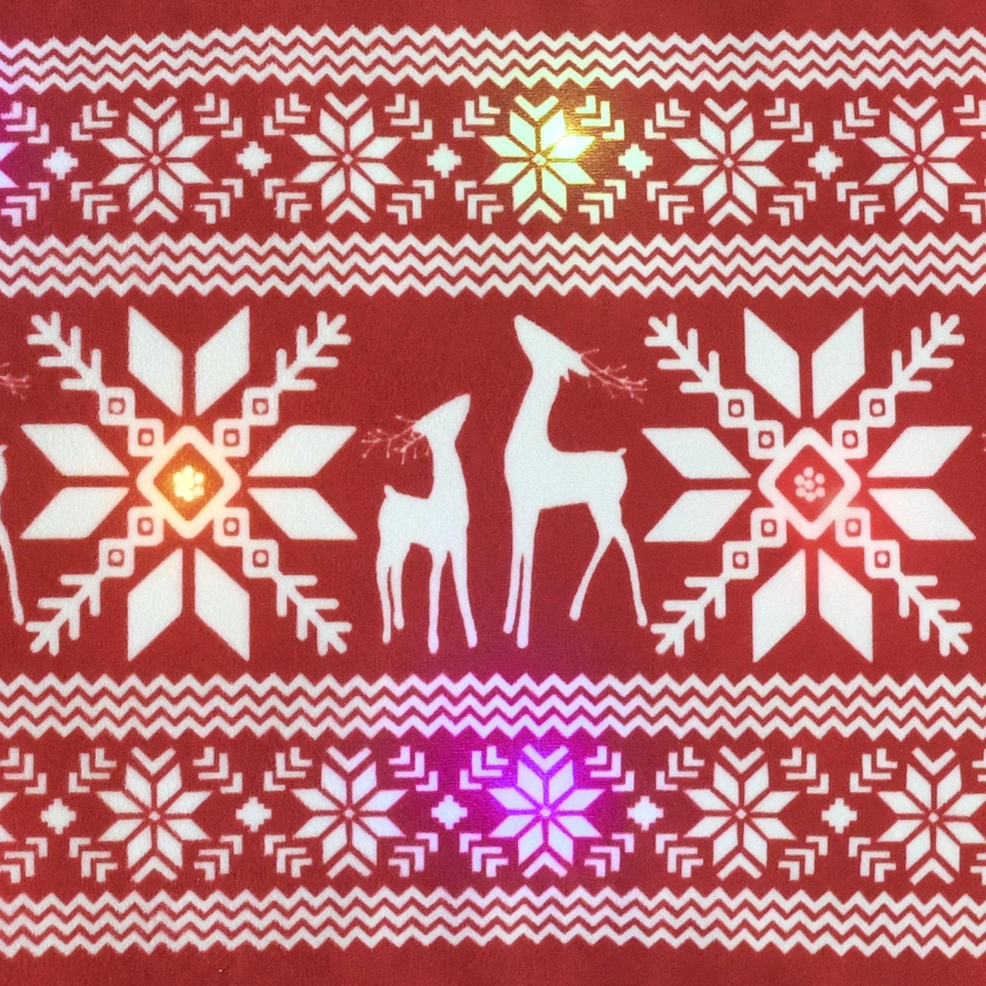 Snowflake and Reindeer LED Light Decorative Pillow