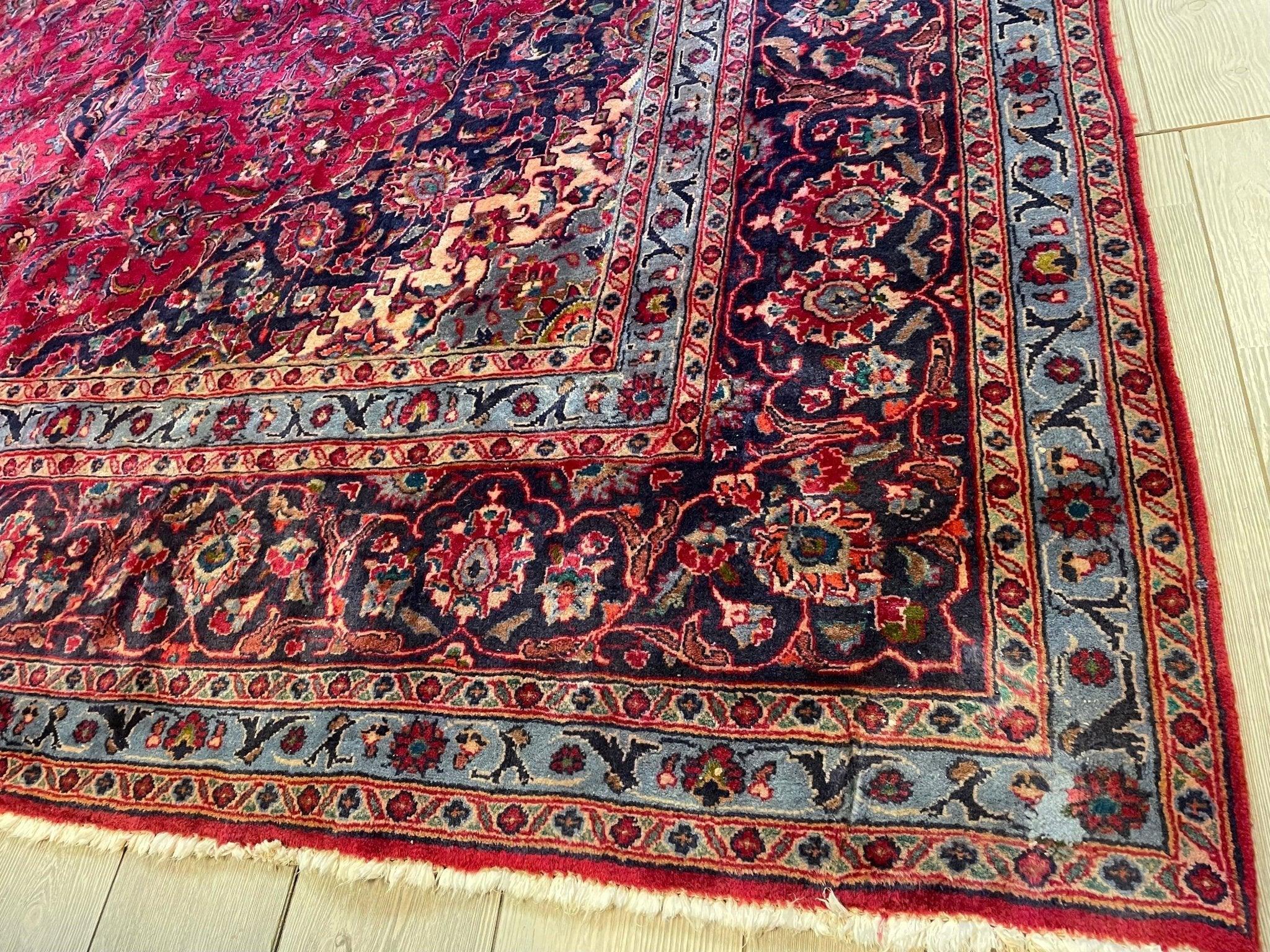 Spectacular Hand Knotted Mashhad Distressed Area Rug 10x13 ft