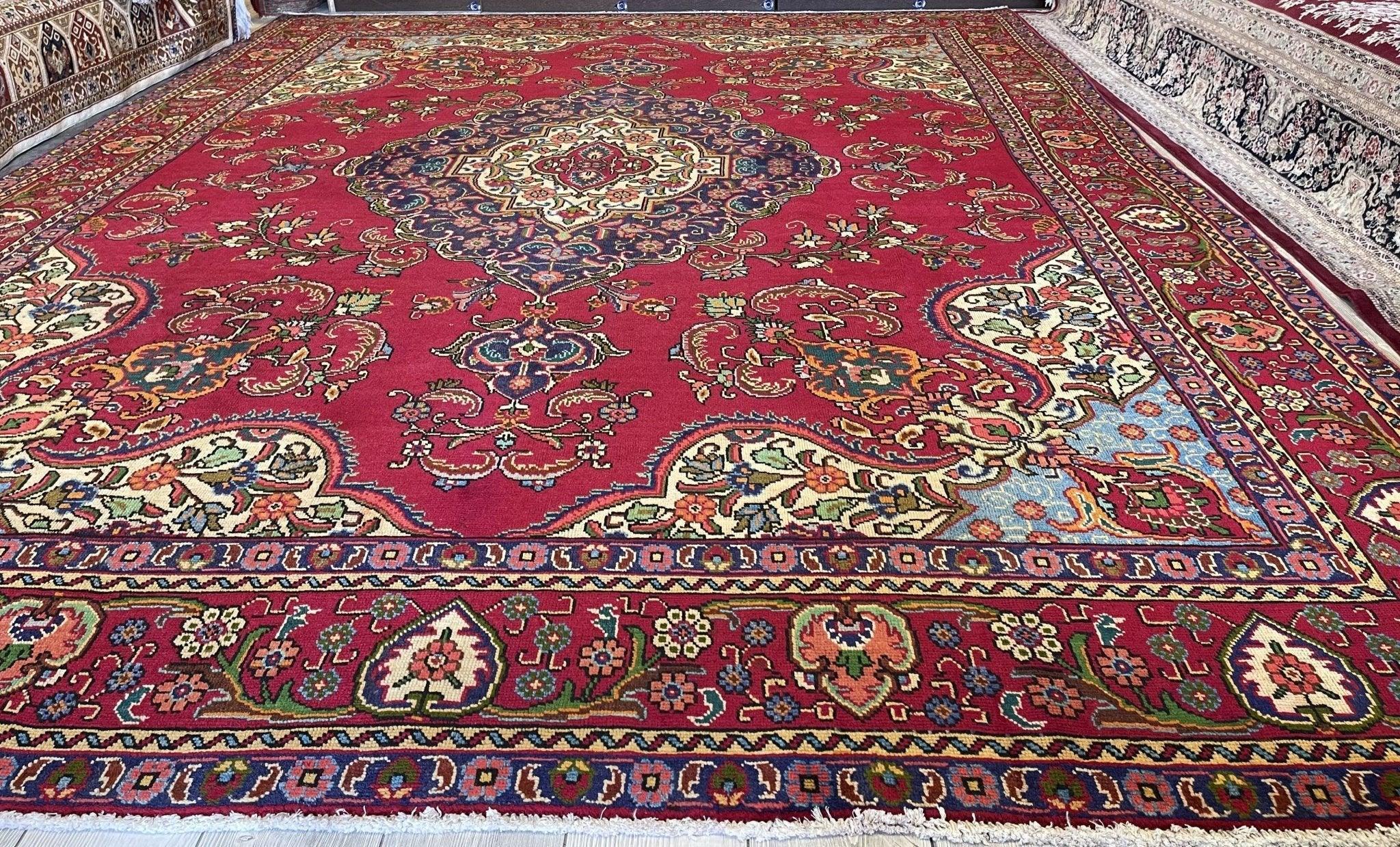 Spectacular handmade vintage vegetable tabriz rug 10x13 ft