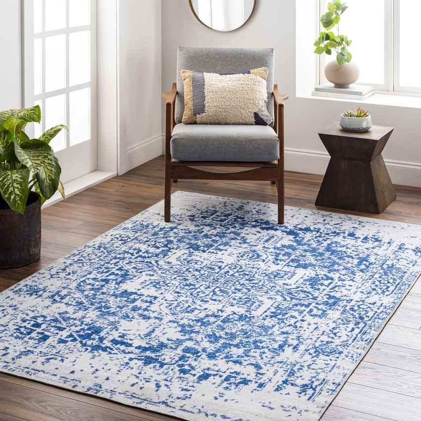 Straughn Traditional Blue Washable Area Rug
