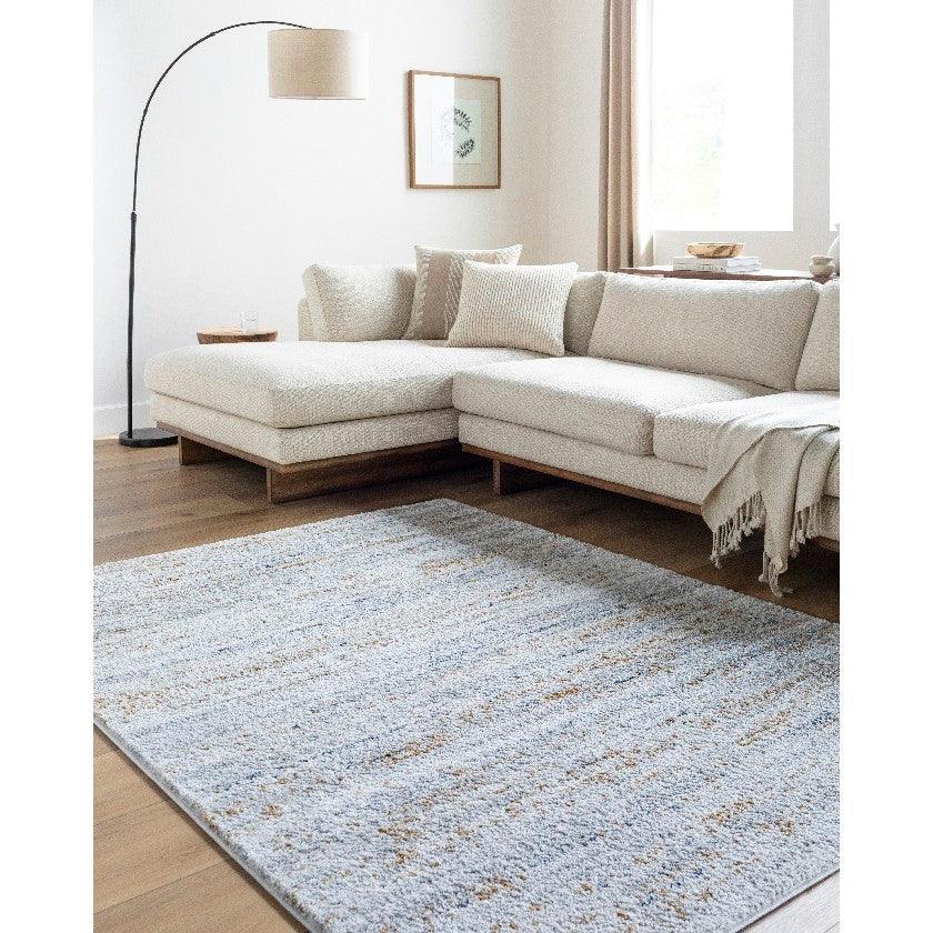 Sulma Solid and Border Light Gray Area Rug