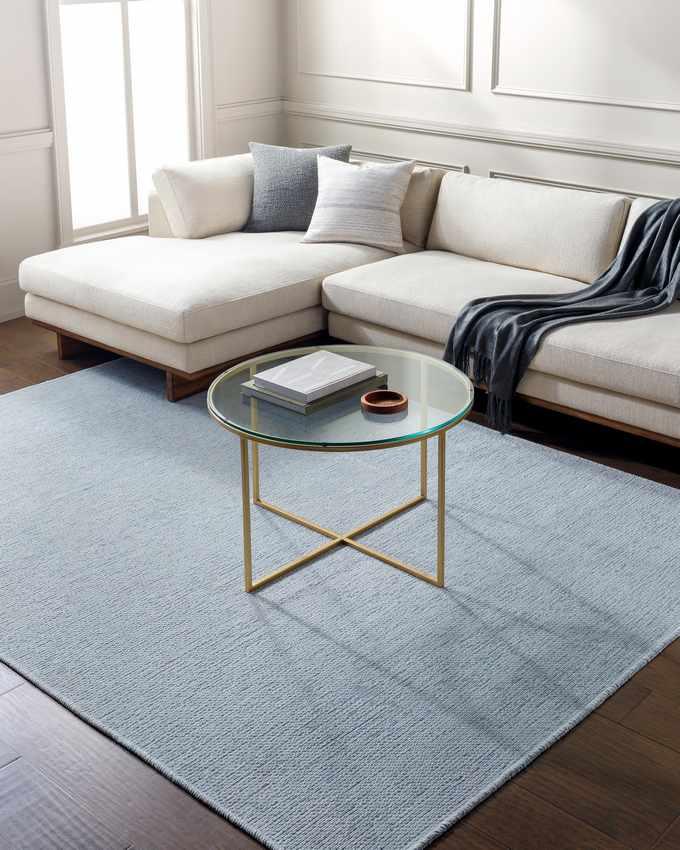 Tobey Solid and Border Light Sage Washable Area Rug