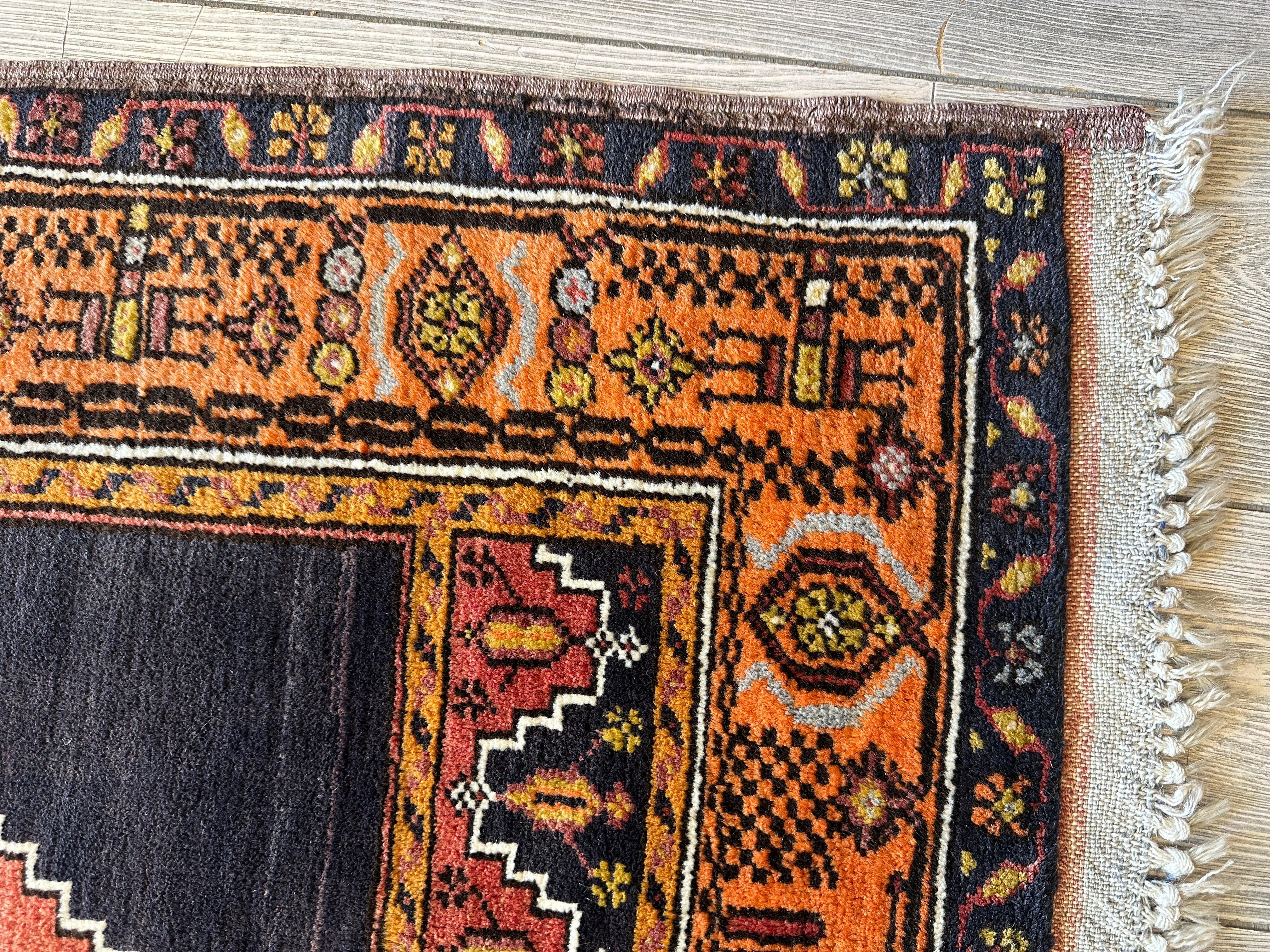 Vintage Wool Hand-knotted Turkish Prayer Rug 36” x 54”