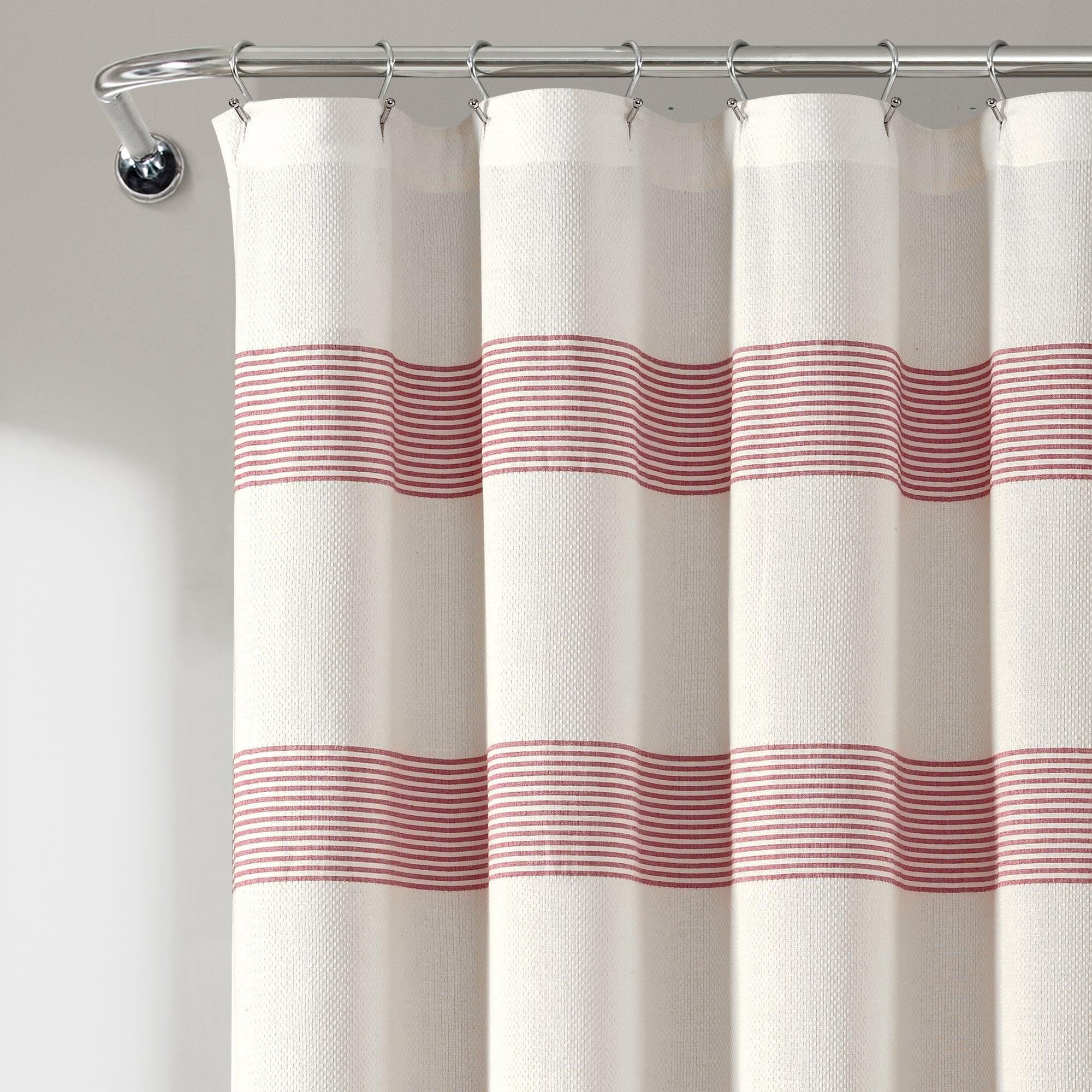 Tucker Stripe Yarn Dyed Cotton Knotted Tassel Shower Curtain