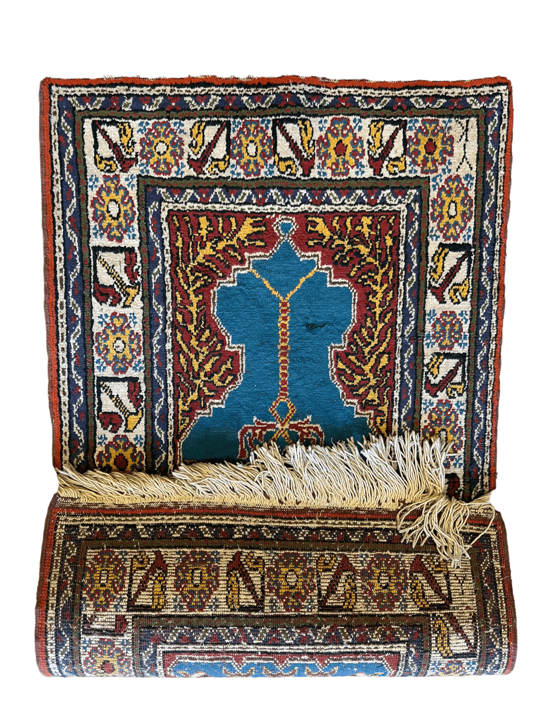 Fine Vintage Hand-Knotted Kayseri Silk Prayer Rug