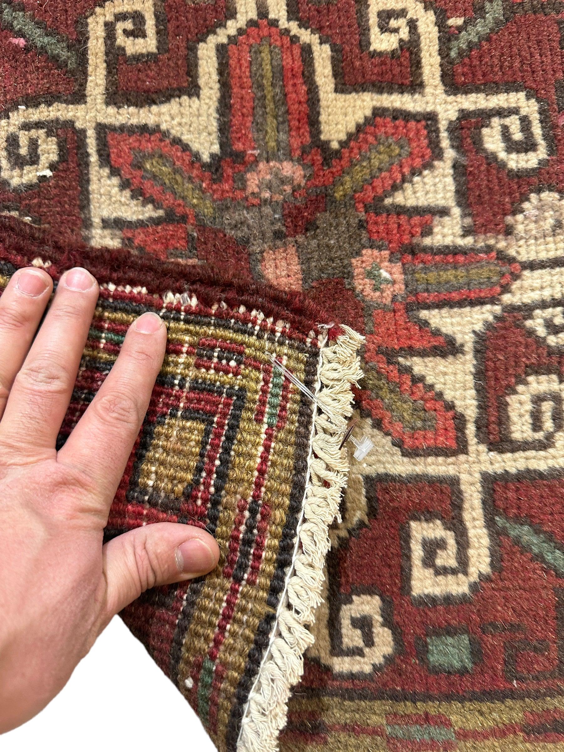 Unique Vintage Mini Wool Square Rug 17.5” x 19”