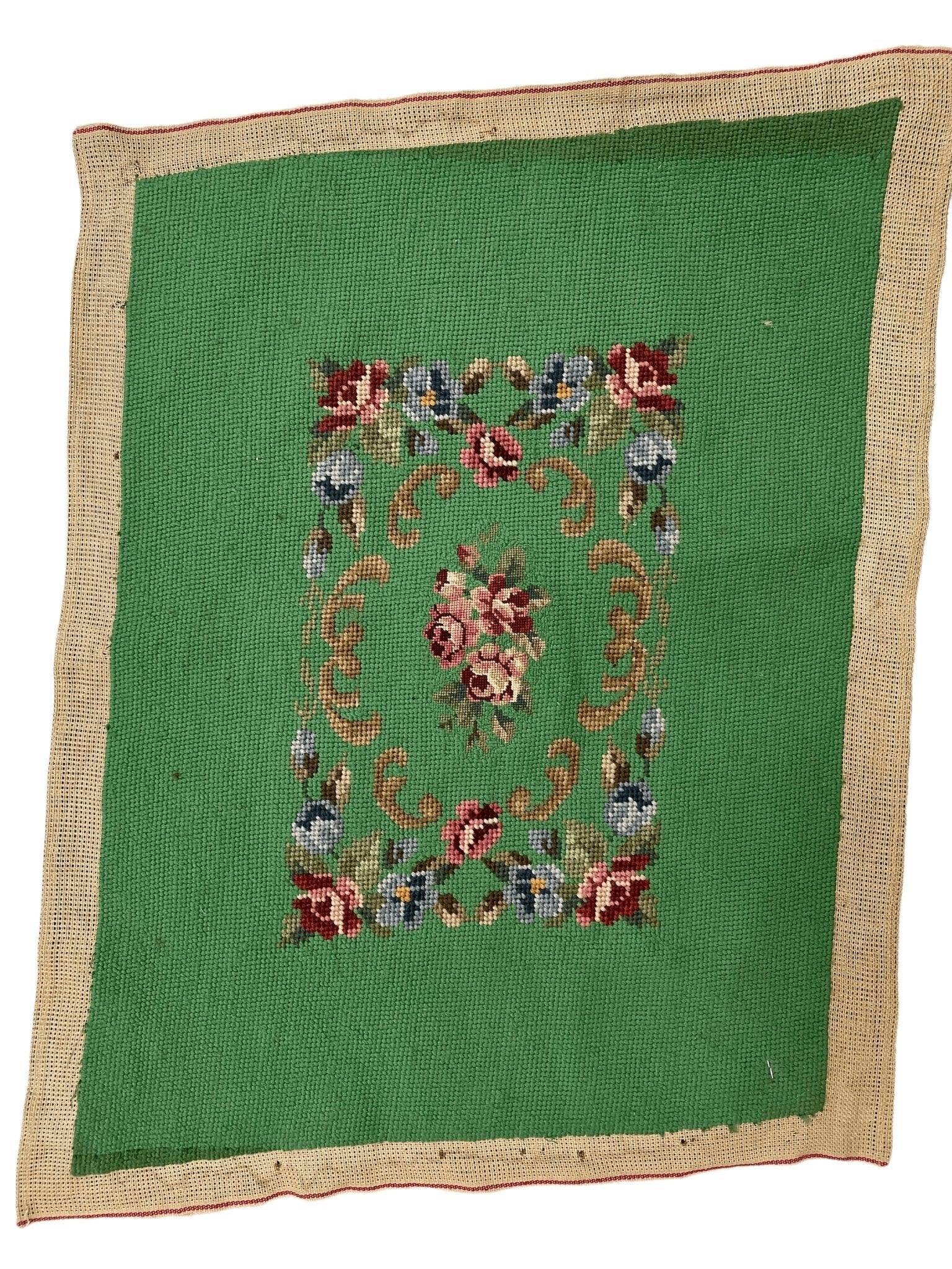 Vintage France / European Tapestry Needlepoint Rug / Mat 1'8''x1'2''