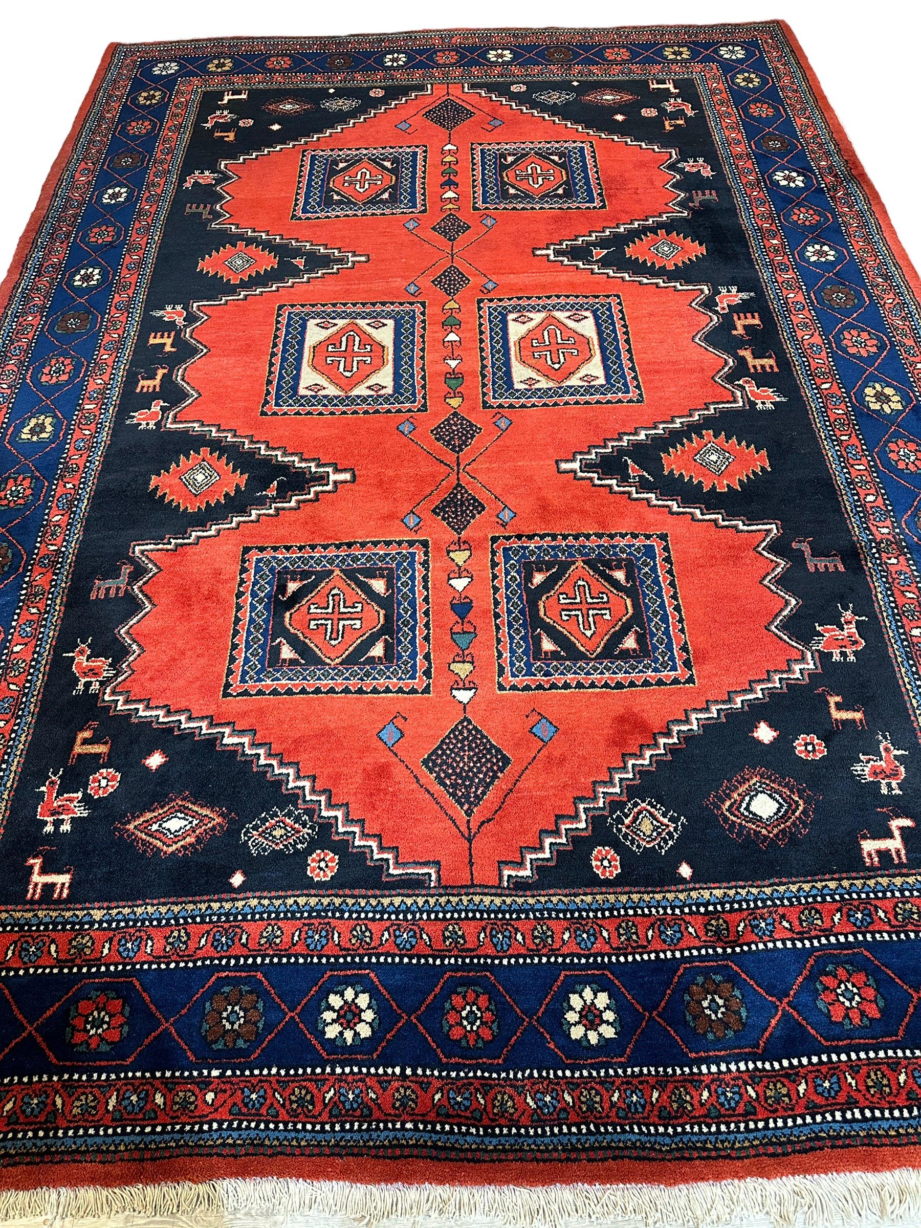 Vintage Hand-knotted Persian Viss Wool Rug 8’4” x 11’10”