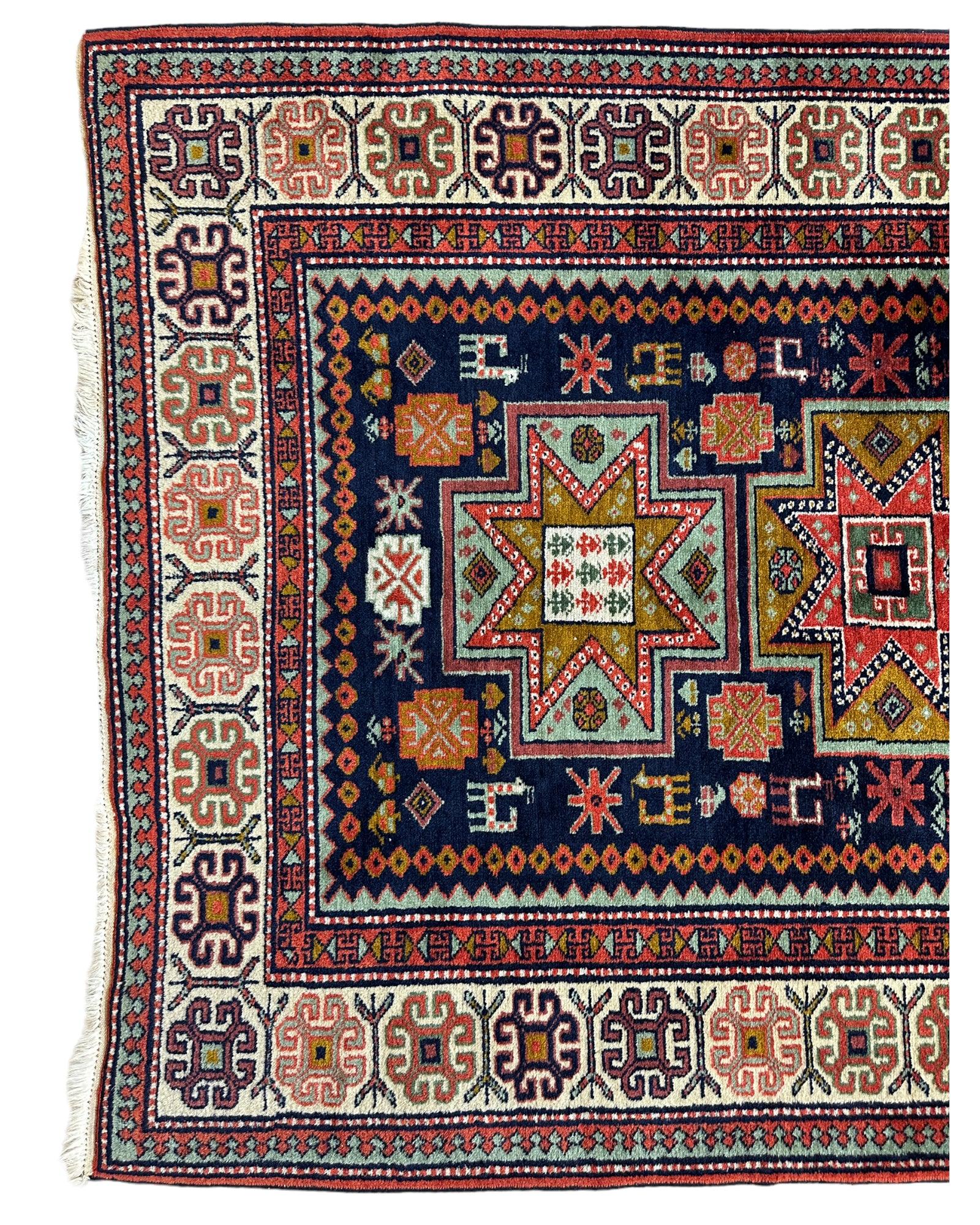 Vintage Hand-knotted Yerevan Armenian Kazak Rug 4 x 7