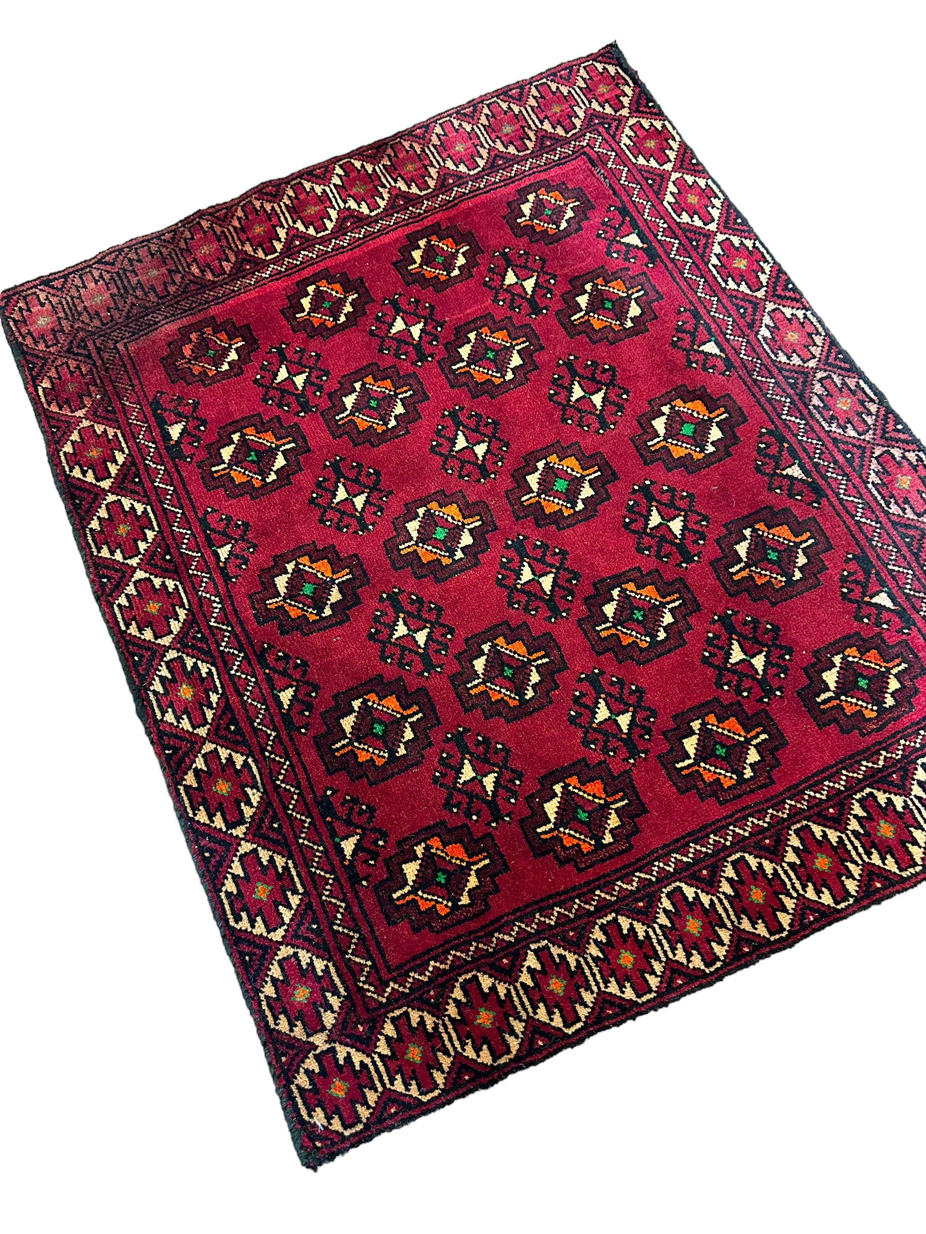 Vintage Tribal Afghani Wool Rug 2’7” x 2’2”