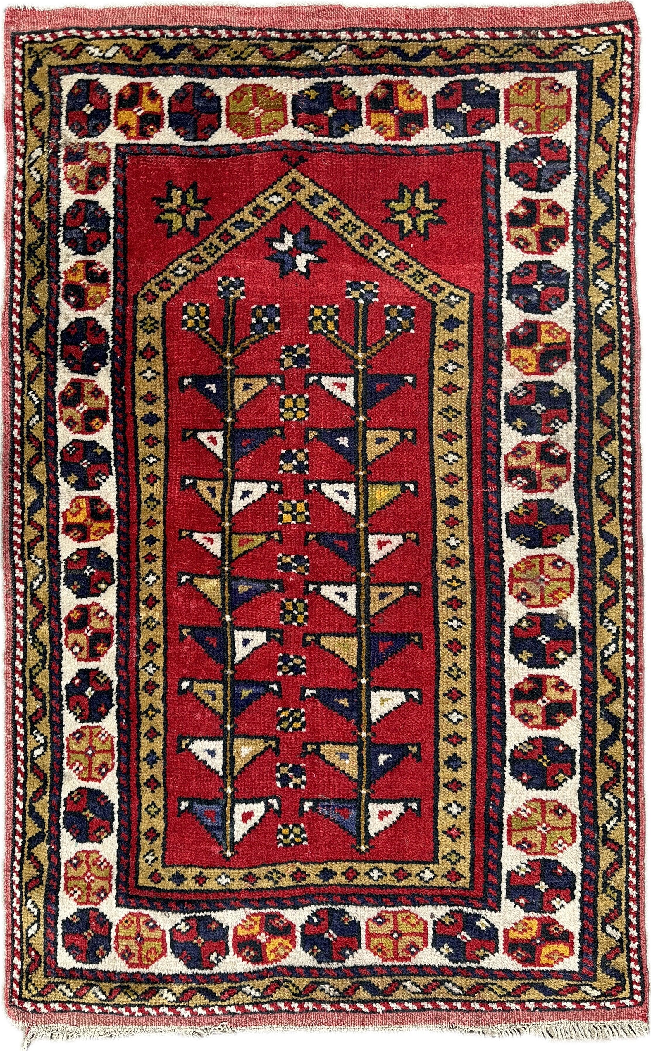 Vintage Tribal Afghani Wool Rug 35”x54”