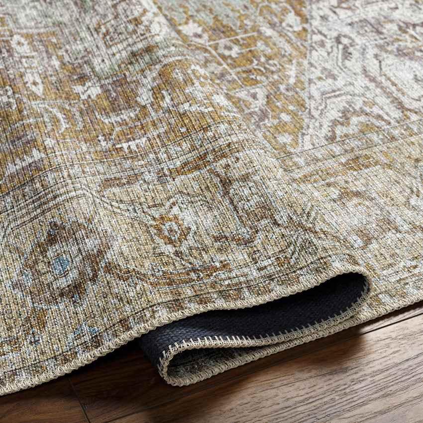 Wellsville Traditional Dark Gold Washable Area Rug