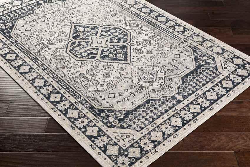 West College Traditional Light Gray Washable Area Rug