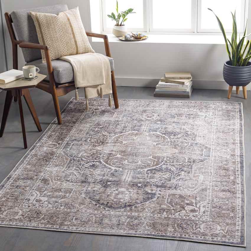 West Des Moines Traditional Tan Washable Area Rug