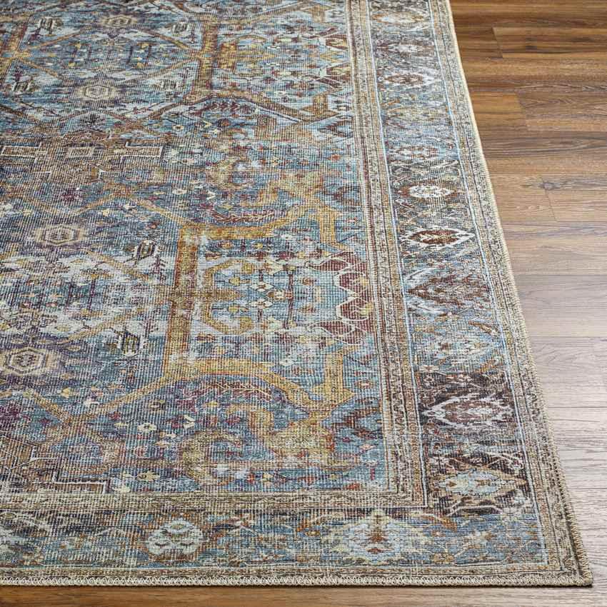 West Lucas Traditional Navy Washable Area Rug