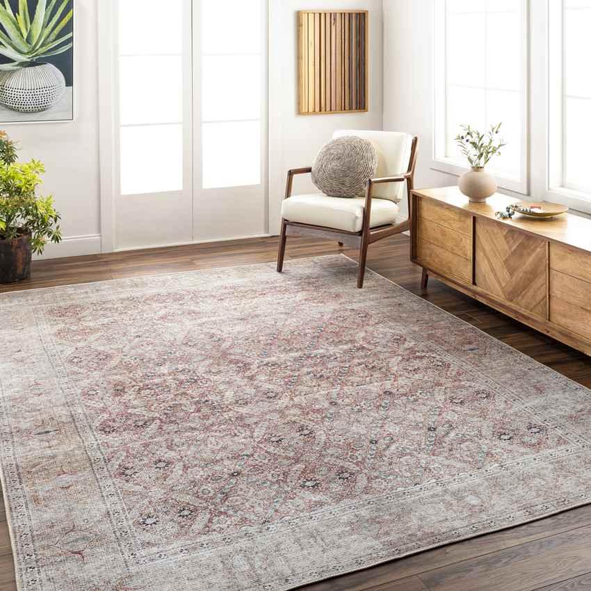 West Union Traditional Rust Washable Area Rug