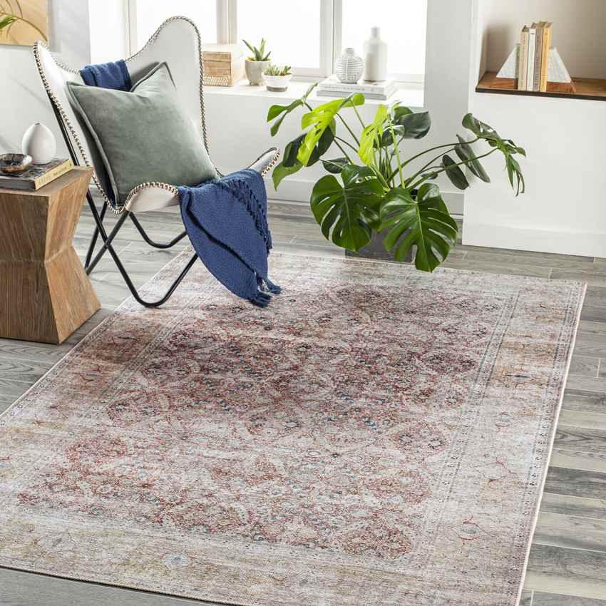 West Union Traditional Rust Washable Area Rug