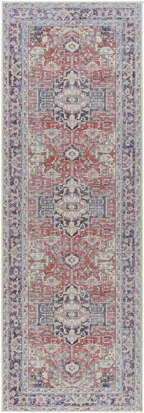 Wheatcroft Traditional Dark Red Washable Area Rug