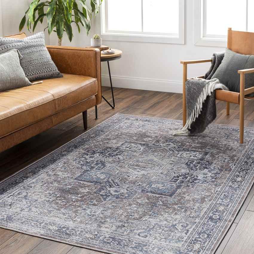 Worthville Traditional Taupe Washable Area Rug